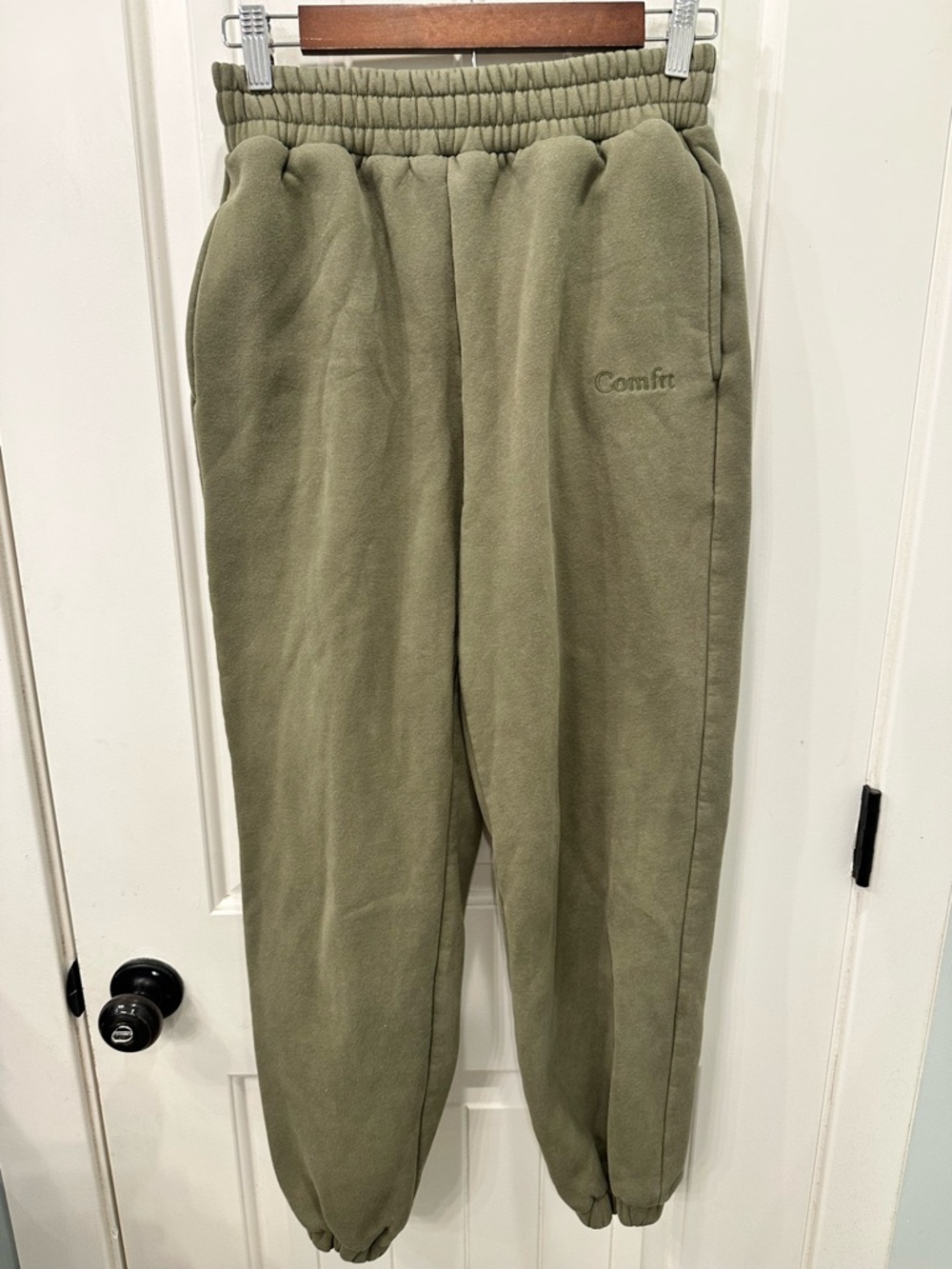 Comfrt Signature Heavyweight Fleece Sweatpants Olive Green Size Small